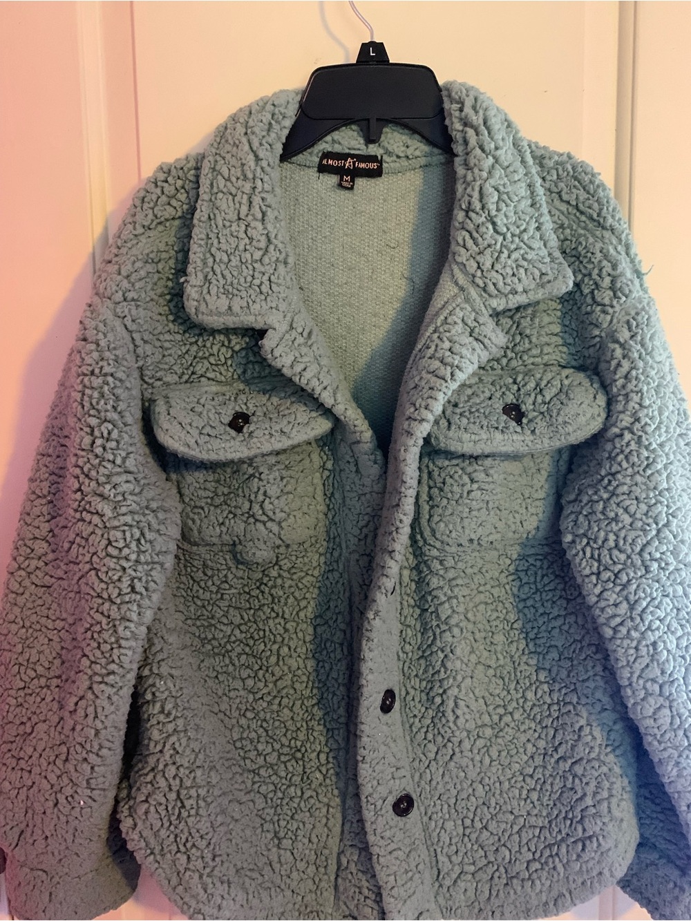 Almost Famous Mint Green Sherpa Jacket